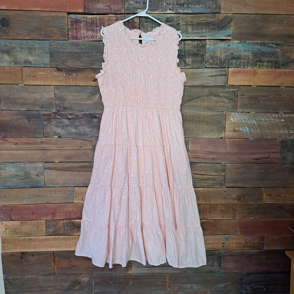 Crown & Ivy Society Social Women’s Sz 14 Sleeveless Peach Maxi Dress 100% Cotton